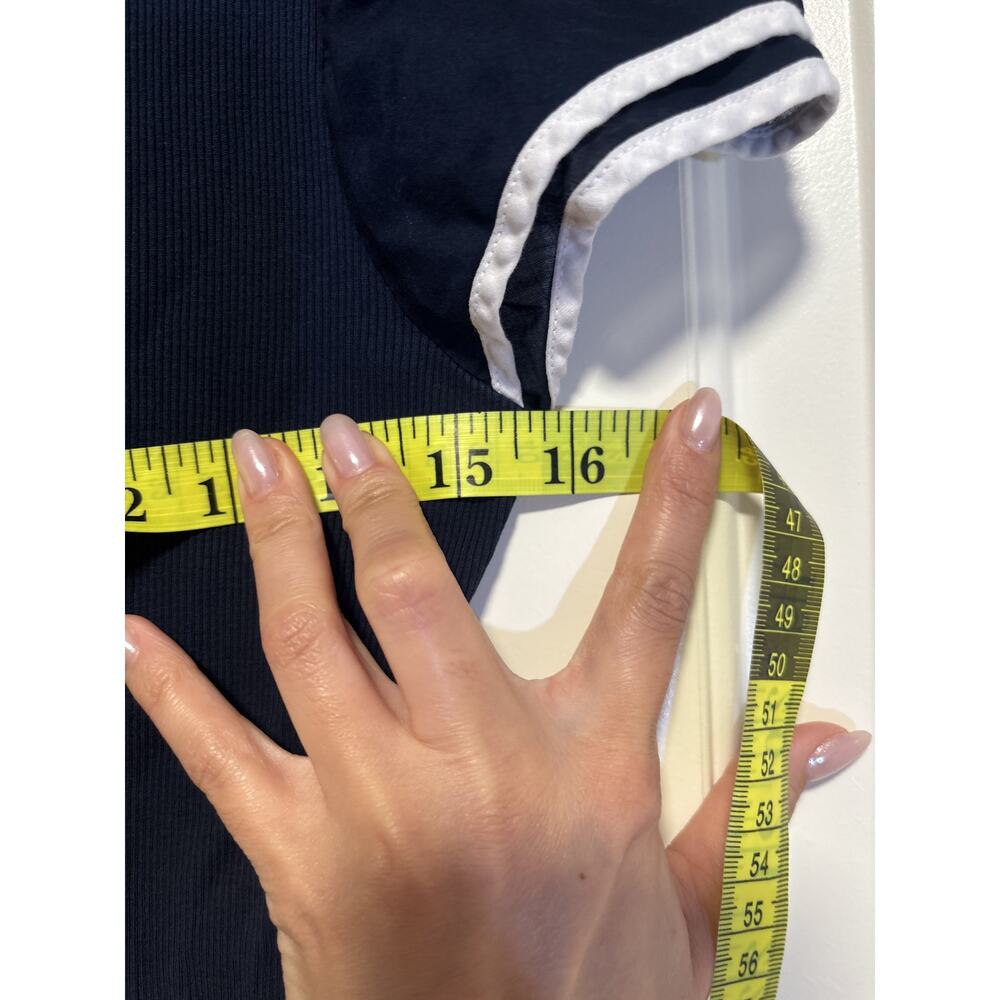 Lauren Ralph Lauren Navy Blue Puff Sleeve Shirt M - Picture 4 of 7